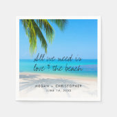 Love Beach Quote Palm Tree Bestemming Bruiloft Servet (Voorkant)