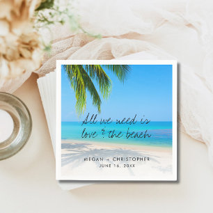 Love Beach Quote Palm Tree Bestemming Bruiloft Servet
