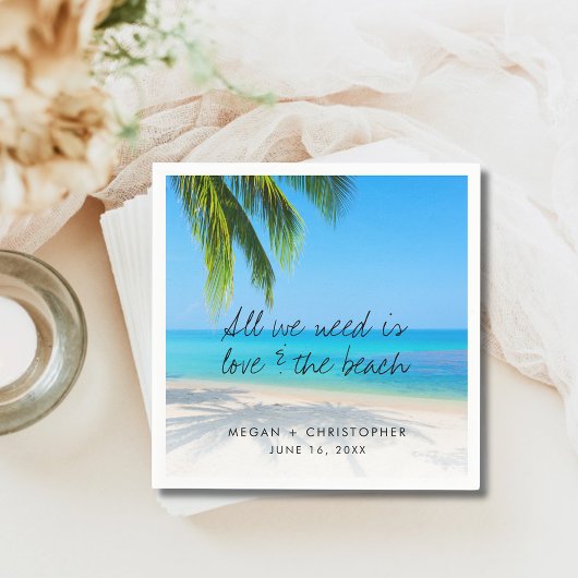 Love Beach Quote Palm Tree Bestemming Bruiloft Servet