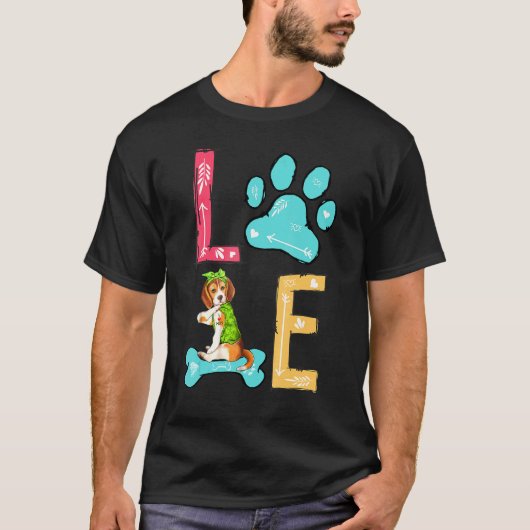 Love Beagle Paw Dog Owner T-shirt (Voorkant)