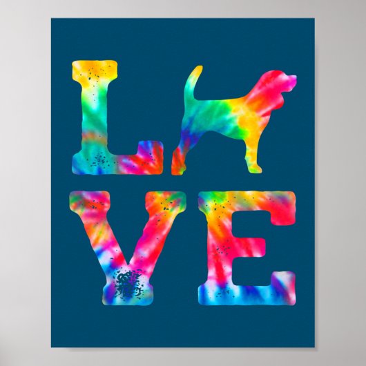 Love Beagle Tie Dye Dog mama Poster (Voorkant)
