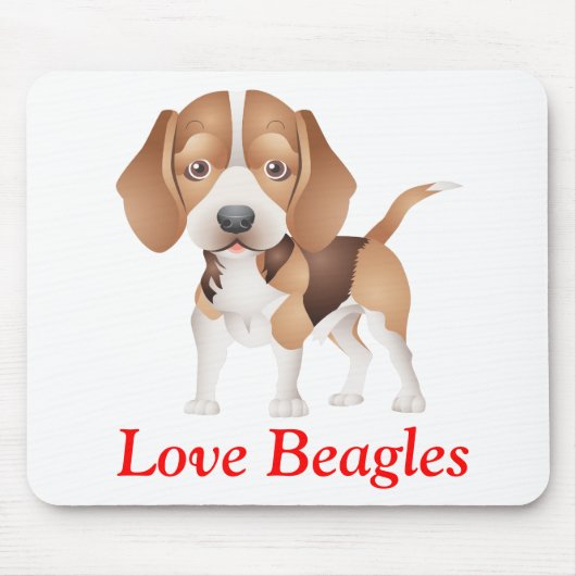 Love Beagles Puppy Dog Cartoon Muismat (Voorkant)