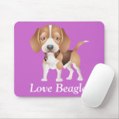 Love Beagles Puppy Dog Cartoon Muismat (Met muis)