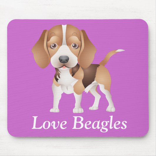 Love Beagles Puppy Dog Cartoon Muismat (Voorkant)
