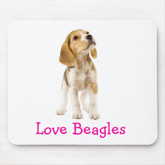 Love Beagles Puppy Mousepad Muismat (Voorkant)