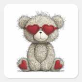 Love Bear Vierkante Sticker (Voorkant)