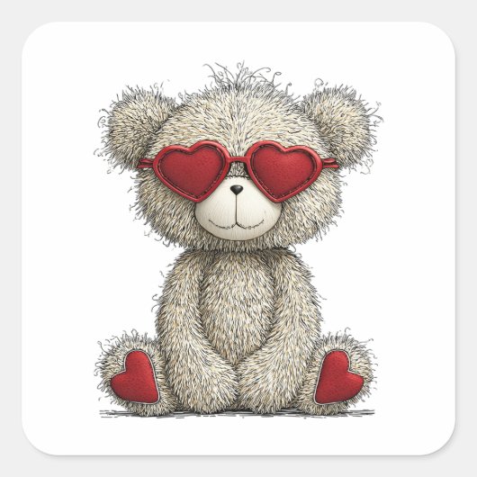 Love Bear Vierkante Sticker (Voorkant)
