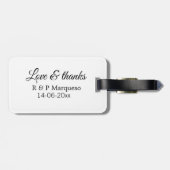 Love & bedankt add koppel name bruiloft add date y bagagelabel (Achterkant horizontaal)