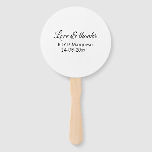 Love & bedankt add koppel name bruiloft add date y handwaaier