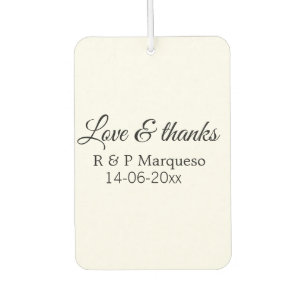 Love & bedankt add koppel name bruiloft add date y luchtverfrisser