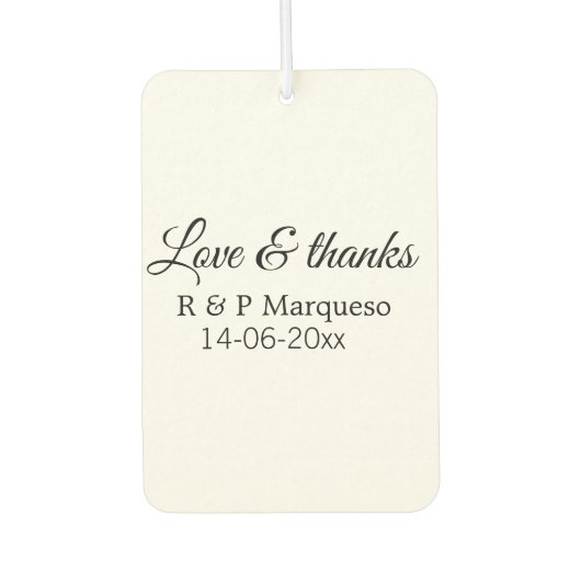 Love & bedankt add koppel name bruiloft add date y luchtverfrisser (Voorkant)
