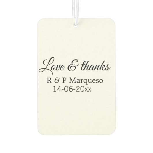 Love & bedankt add koppel name bruiloft add date y luchtverfrisser (Achterkant)