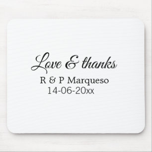 Love & bedankt add koppel name bruiloft add date y muismat