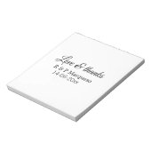 Love & bedankt add koppel name bruiloft add date y notitieblok (Linkerzijde)