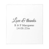 Love & bedankt add koppel name bruiloft add date y notitieblok (Voorkant)