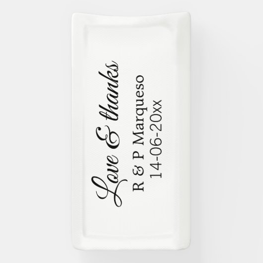 Love & bedankt add koppel name bruiloft add date y spandoek (Verticaal)