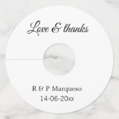 Love & bedankt add koppel name bruiloft add date y wijnglaslabel (Voorkant)