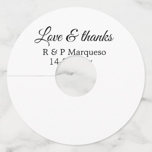 Love & bedankt add koppel name bruiloft add date y wijnglaslabel (Achterkant)