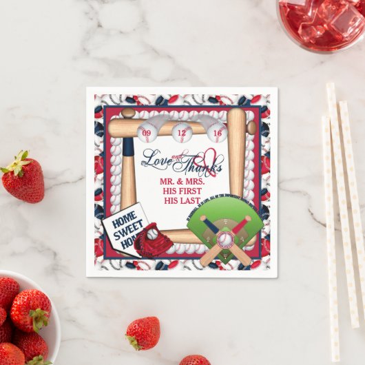 Love-Bedankt Baseball Wedding-CUSTOM NAPKINS Servetten (Insitu)