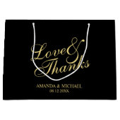'Love & Bedankt Black & Gold Elegant Wedding Favor Groot Cadeauzakje (Voorkant)
