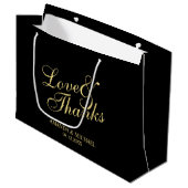 'Love & Bedankt Black & Gold Elegant Wedding Favor Groot Cadeauzakje (Voorkant Gekanteld)