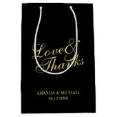 'Love & Bedankt Black & Gold Elegant Wedding Favor Medium Cadeauzakje (Voorkant)