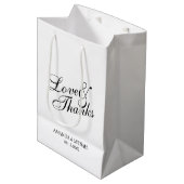'Love & Bedankt Black & White Wedding Favor Medium Cadeauzakje (Voorkant Gekanteld)