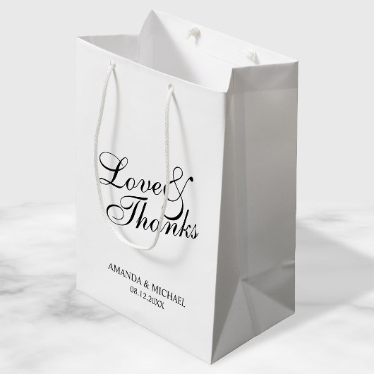 'Love & Bedankt Black & White Wedding Favor Medium Cadeauzakje