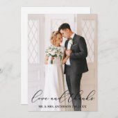 Love Bedankt Elegant Calligraphy Wedding Photo (Voorkant / Achterkant)