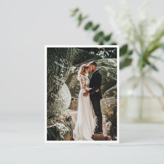 Love Bedankt Elegante trouwfoto Dank u Briefkaart (Staand voorkant)