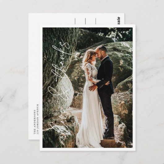 Love Bedankt Elegante trouwfoto Dank u Briefkaart (Voorkant / Achterkant)