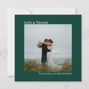Love Bedankt Emerald Green Wedding Foto: Dank u Notitiekaartje