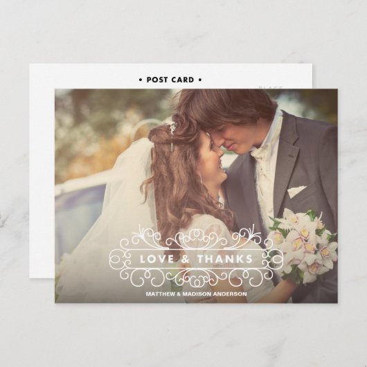 LOVE & BEDANKT LIJST | BRUILOFT BEDANKT POST KAART (Voorkant / Achterkant)