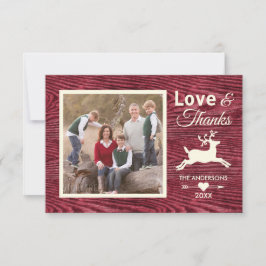 Love Bedankt Red Rustic Wood Family Photo Holiday