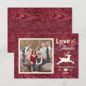 Love Bedankt Red Rustic Wood Family Photo Holiday (Voorkant / Achterkant)