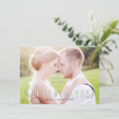 LOVE & BEDANKT Typografie Fotokaart Voor & Terug (Staand voorkant)