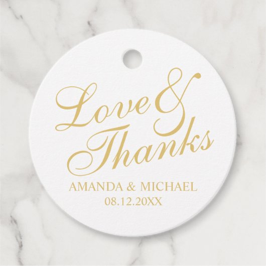 'Love & Bedankt White & Gold Elegant Wedding Bedankjes Labels (Voorkant)