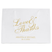 'Love & Bedankt White & Gold Elegant Wedding Favor Large Cadeautasje (Voorkant)