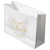 'Love & Bedankt White & Gold Elegant Wedding Favor Large Cadeautasje (Voorkant Gekanteld)