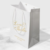 'Love & Bedankt White & Gold Elegant Wedding Favor Medium Cadeauzakje