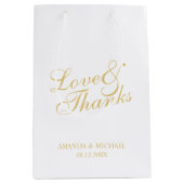 'Love & Bedankt White & Gold Elegant Wedding Favor Medium Cadeauzakje (Voorkant)
