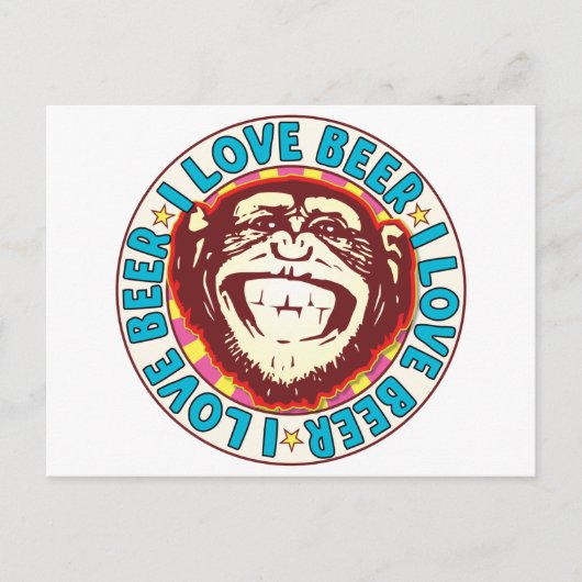 Love Beer Monkey Briefkaart (Voorkant)