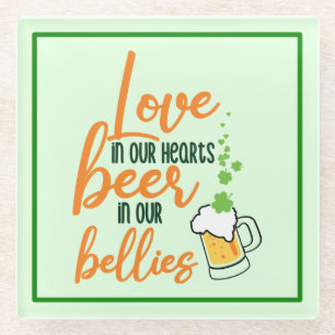 Love & Beer St. Patrick's Day Fun-61146 Hoodie Glazen Onderzetter