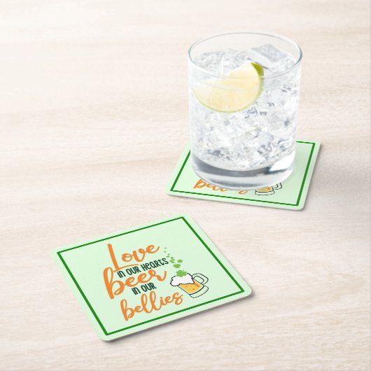 Love & Beer St. Patrick's Day Fun-61146 Hoodie Kartonnen Onderzetters (Insitu)