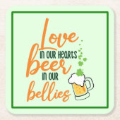 Love & Beer St. Patrick's Day Fun-61146 Hoodie Kartonnen Onderzetters (Voorkant)