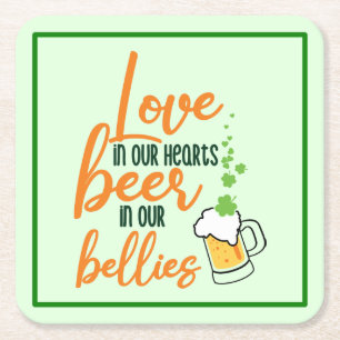 Love & Beer St. Patrick's Day Fun-61146 Hoodie Kartonnen Onderzetters