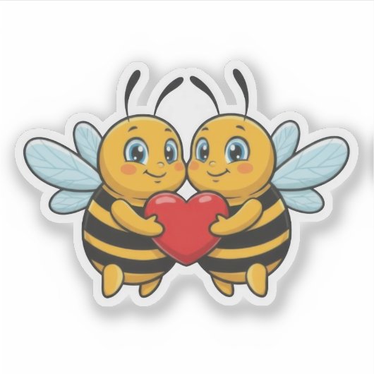 Love Bees Valentine Sticker (Voorkant)