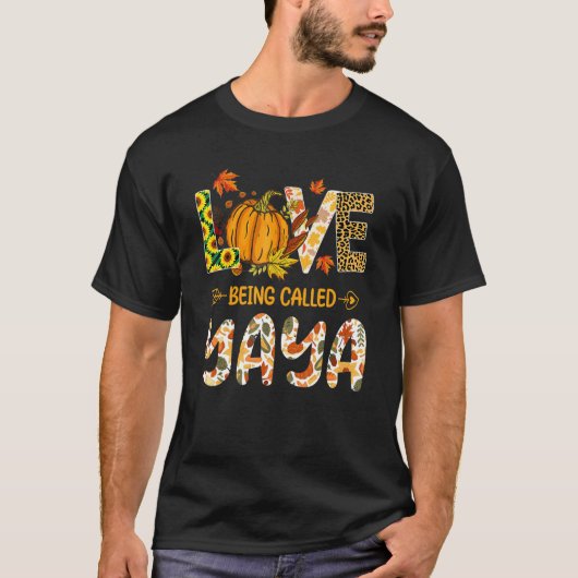 Love Being Called Yaya Pumpkin Fall Leaves Thanksg T-shirt (Voorkant)