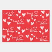 Love & Believe Valentijnsdag cadeau Inpakpapier Vel (Voorkant 2)