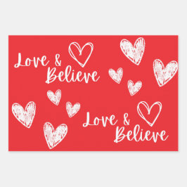 Love & Believe Valentijnsdag cadeau Inpakpapier Vel